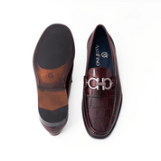 Hermes - Mocasín piel cocodrilo vino
