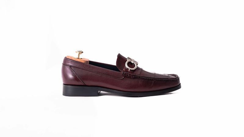 Hermes - Mocasín piel cocodrilo vino